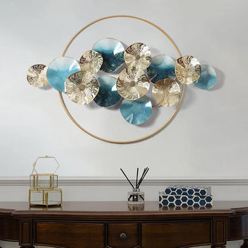 Modern Light Luxury Hollowed Leaves Metal Wall Decor in Blue
